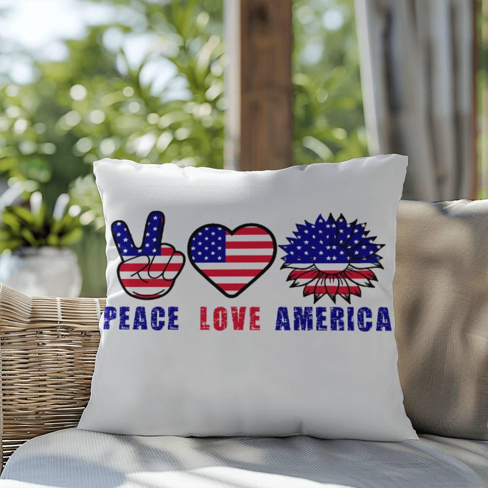 Peace Love America Comfy Indoor-Outdoor Pillow - Mallard Moon Gift Shop