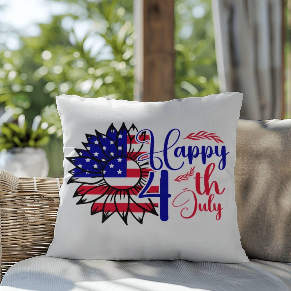 Happy 4th of July Sunflower Patriotic Indoor-Outdoor Pillow - Mallard Moon Gift Shop