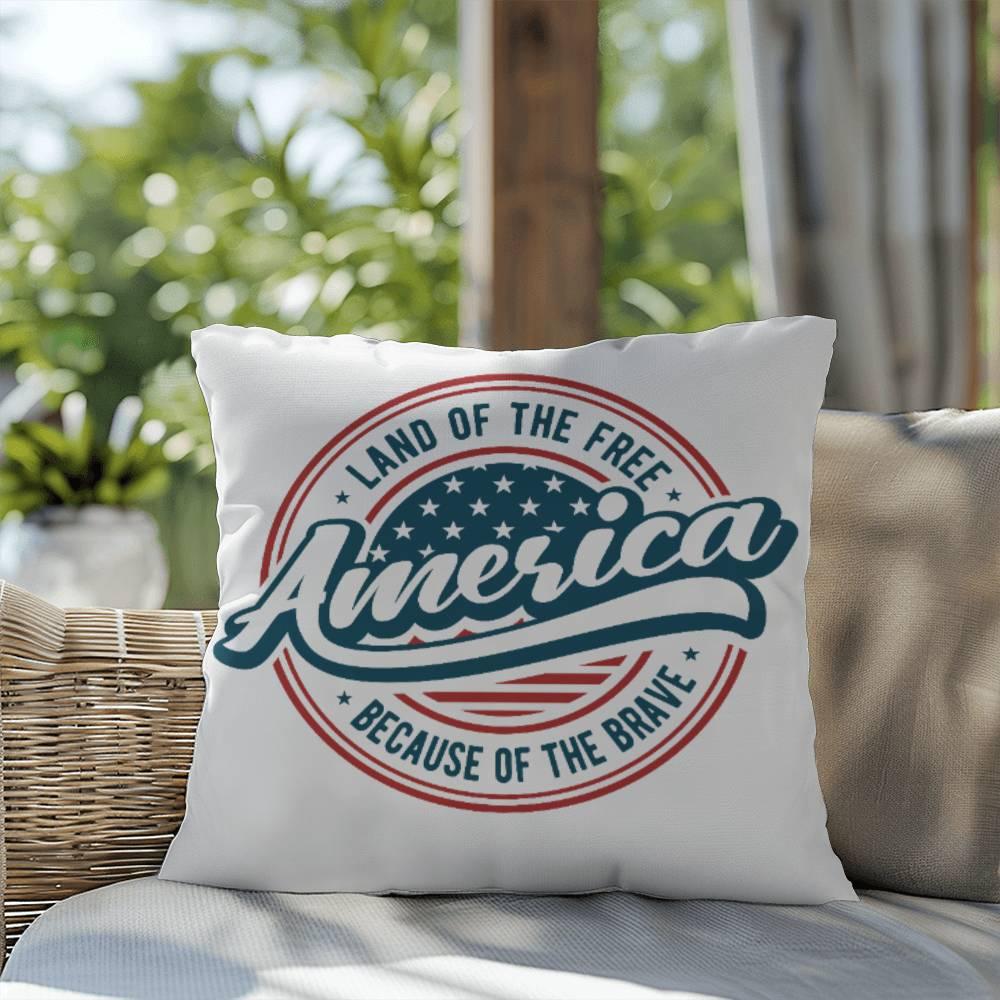 America Land of the Free Patriotic Indoor-Outdoor Pillow - Mallard Moon Gift Shop