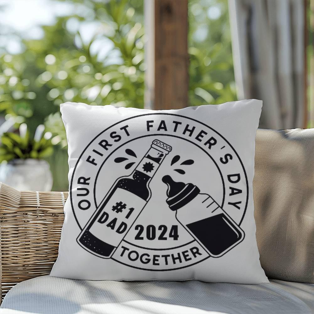 First Father's Day Drinking Buddy Comfy Indoor-Outdoor Pillow - Mallard Moon Gift Shop