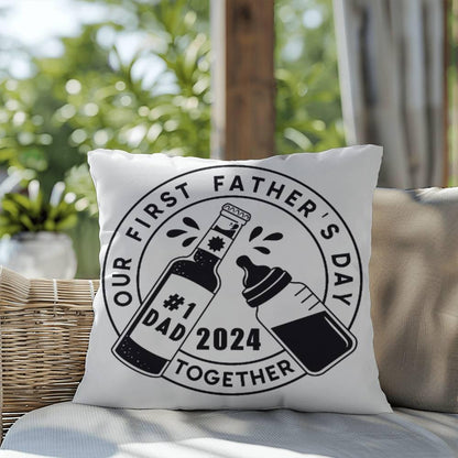 First Father's Day Drinking Buddy Comfy Indoor-Outdoor Pillow - Mallard Moon Gift Shop