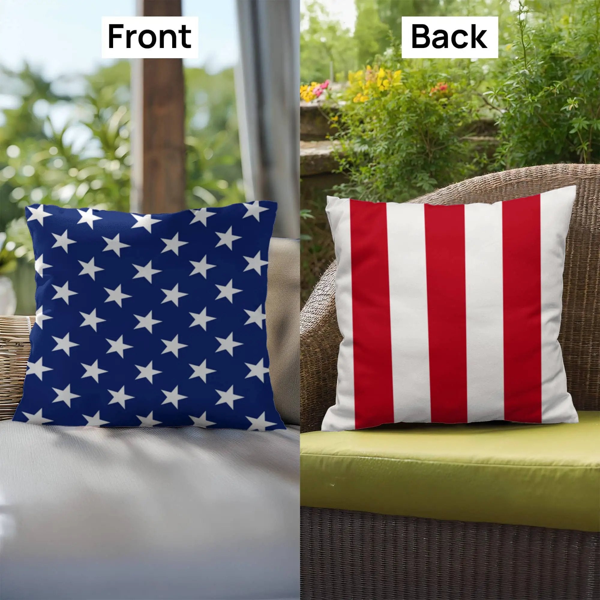 American Flag Stars and Stripes Patriotic Indoor-Outdoor Pillow
