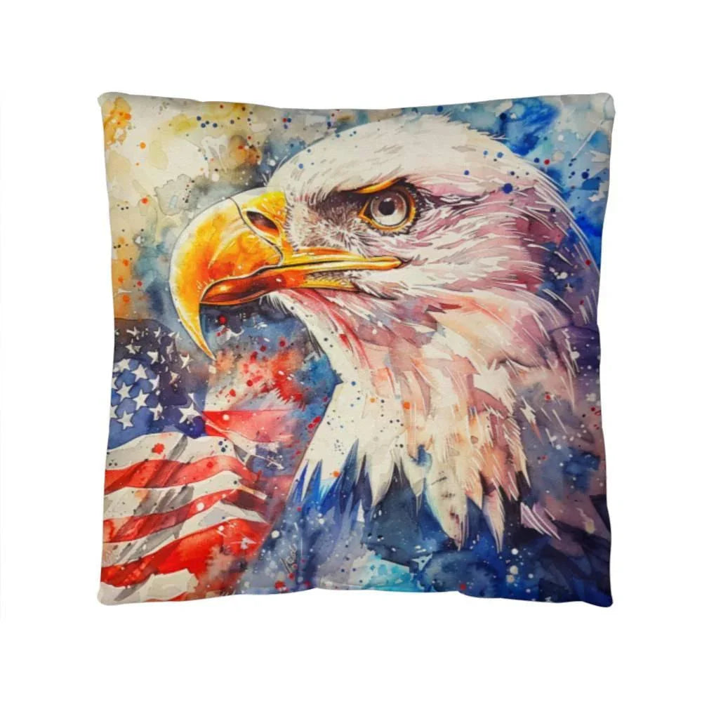 Patriotic Eagle with American Flag Pillow Cover