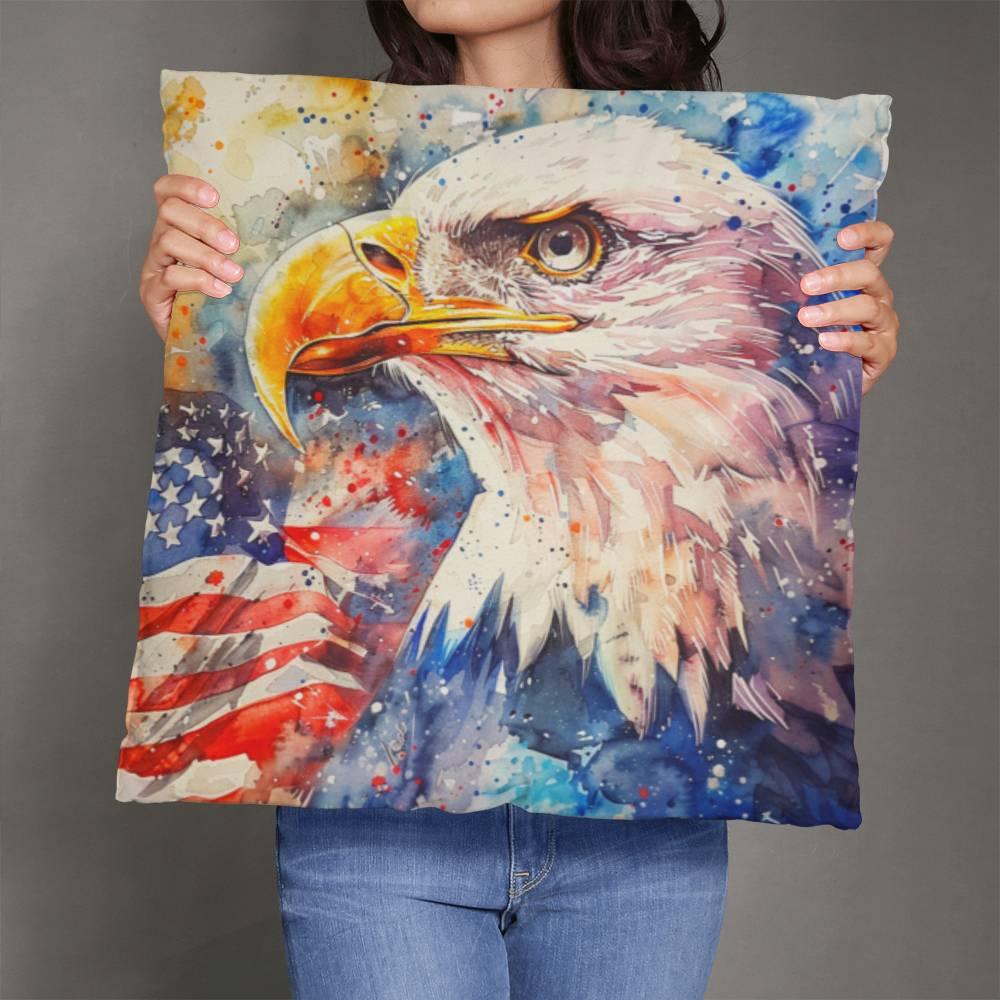 Patriotic Eagle with American Flag Pillow Cover - Mallard Moon Gift Shop