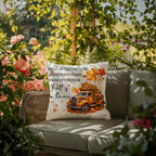 Fall Is in the Air Outdoor Pillow – Pumpkin Truck Autumn Decor – Waterproof, UV-Resistant Throw Pillow for Porch or Patio