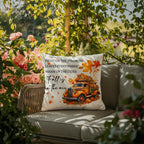 Fall Is in the Air Outdoor Pillow – Pumpkin Truck Autumn Decor – Waterproof, UV-Resistant Throw Pillow for Porch or Patio
