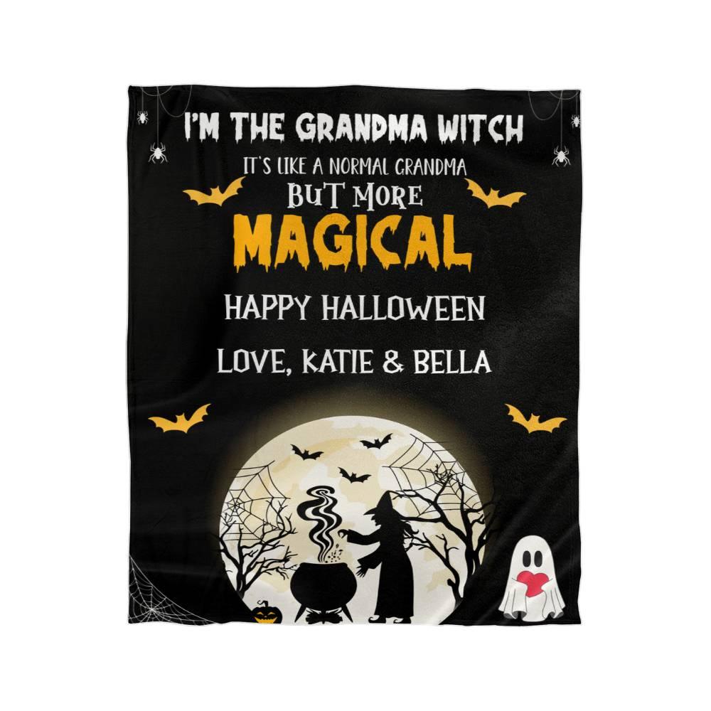 Halloween Personalized Mink Fleece Blanket - I'm the Grandma Witch But More Magical - Mallard Moon Gift Shop