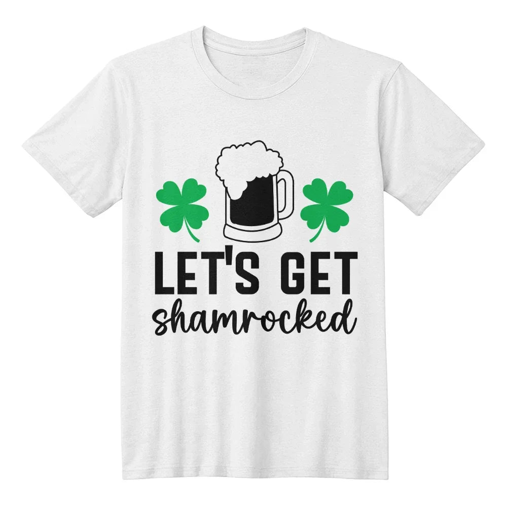 Let's Get Shamrocked St. Patrick’s Day T-Shirt – Funny Irish Drinking Tee for Men & Women – Unisex Cotton Crew Neck