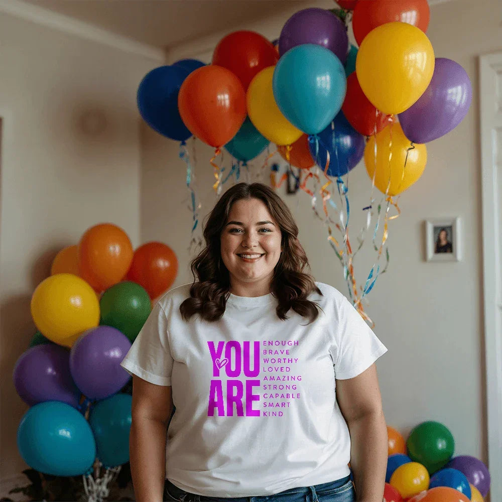 Inspirational Quote T-Shirt for Daughters,Women – You Are Enough, Brave & Loved – Motivational Unisex Tee