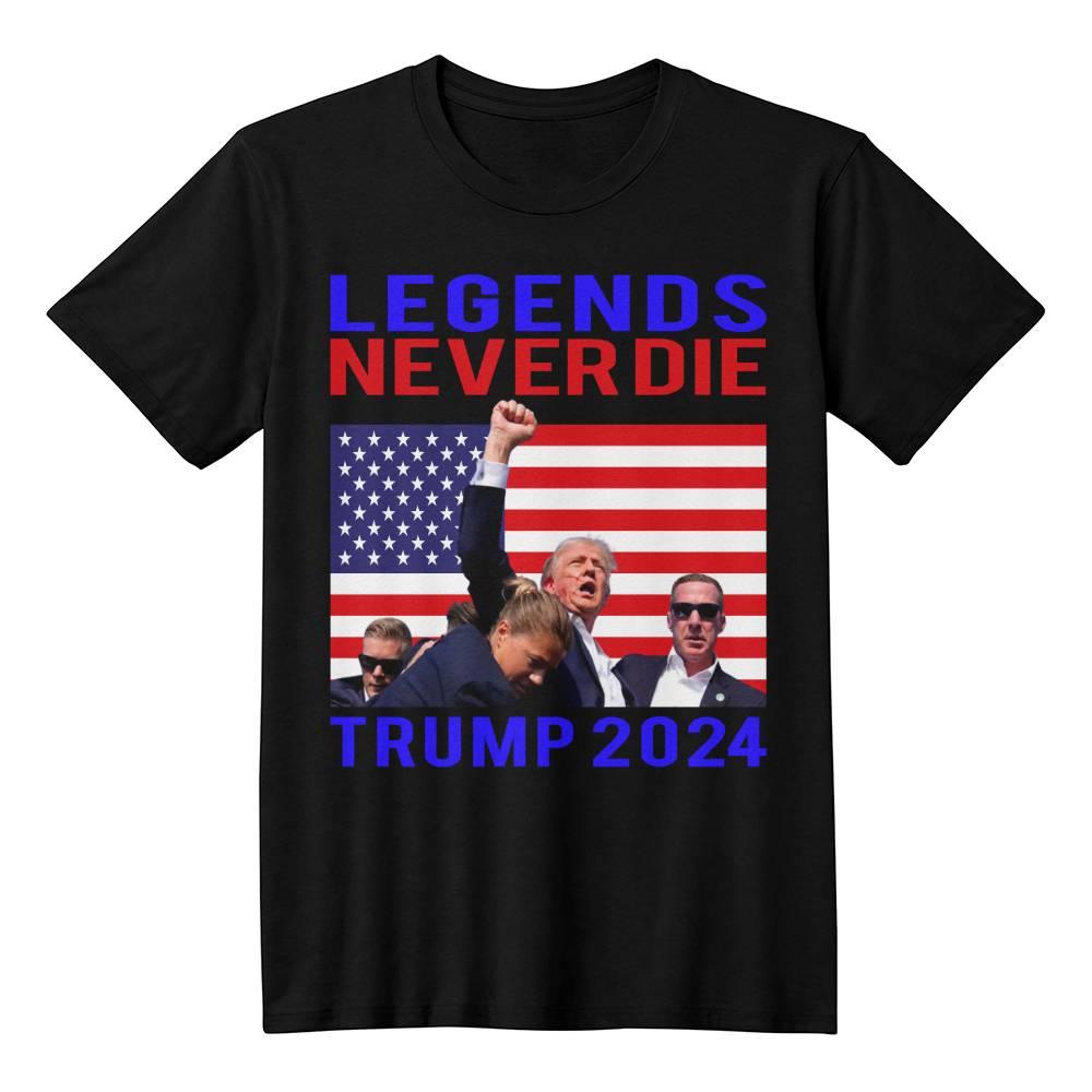 Patriotic MAGA Tee Shirt Legends Never Die Trump 2024 Butler Rally - Mallard Moon Gift Shop