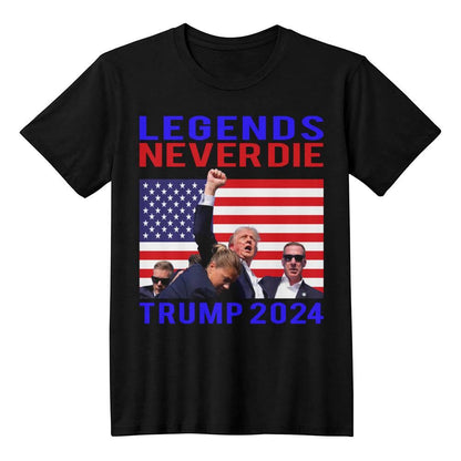 Patriotic MAGA Tee Shirt Legends Never Die Trump 2024 Butler Rally - Mallard Moon Gift Shop
