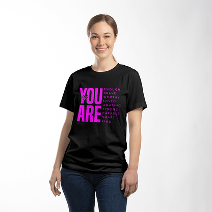 Inspirational Quote T-Shirt for Daughters,Women – You Are Enough, Brave & Loved – Motivational Unisex Tee - Mallard Moon Gift Shop