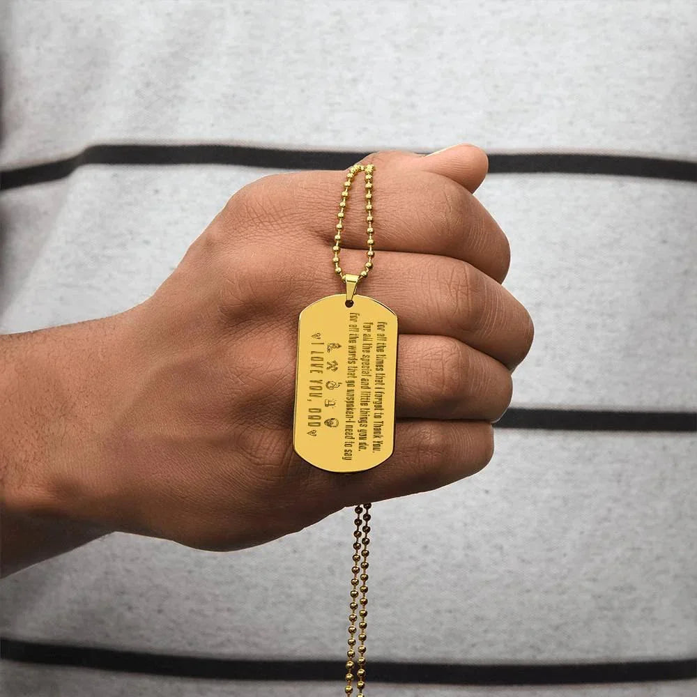 To My Firefighter Dad Engraved Dog Tag Necklace
