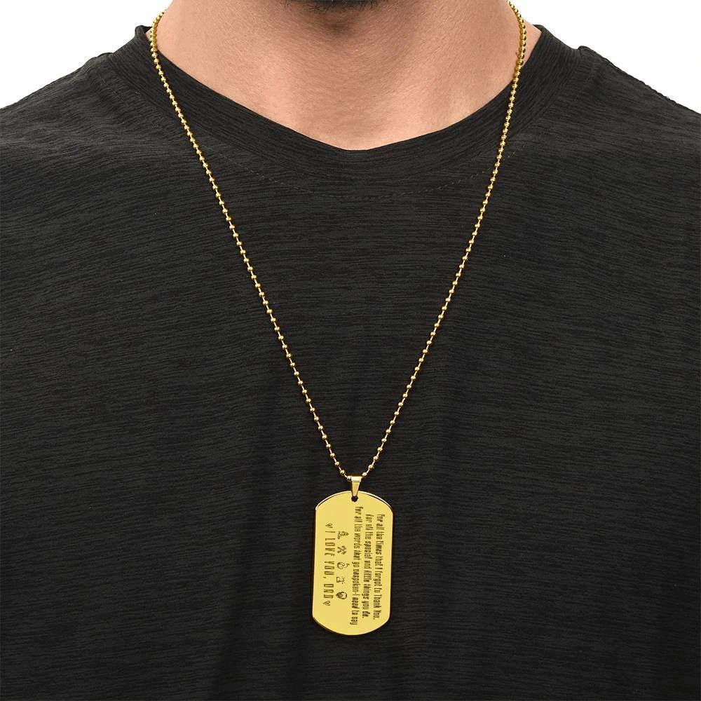 To My Firefighter Dad Engraved Dog Tag Necklace