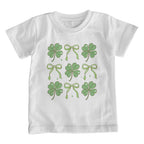Youth St. Patrick's Day T-Shirt – Lucky Clover & Bow Design – Soft Cotton Crew Neck Tee – Irish Holiday Shirt for Girls