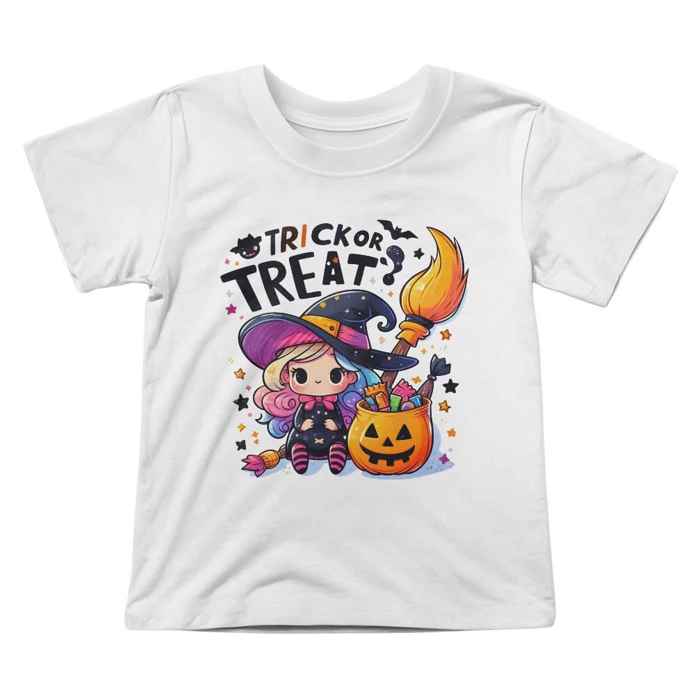 Cute Little Witch Trick or Treat Toddler Jersey Tee Shirt - Mallard Moon Gift Shop
