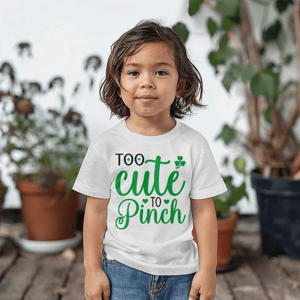 Too Cute to Pinch Toddler T-Shirt – St. Patrick's Day Outfit for Boys & Girls – Funny Irish Holiday Shirt – Soft Cotton Tee