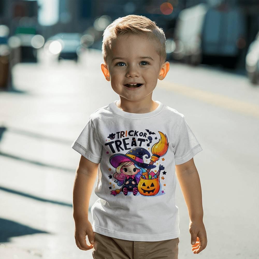 Cute Little Witch Trick or Treat Toddler Jersey Tee Shirt - Mallard Moon Gift Shop