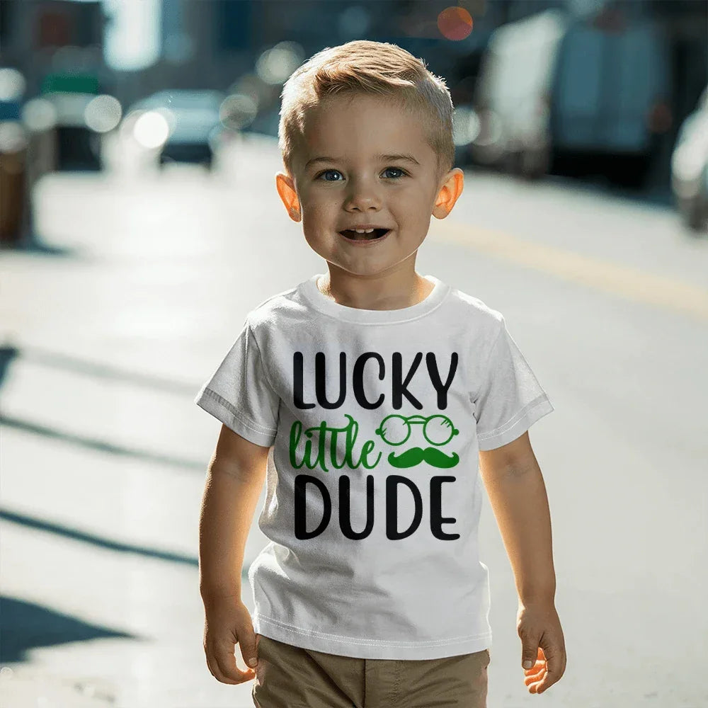 Lucky Little Dude Toddler T-Shirt – St. Patrick's Day Outfit for Boys – Funny Irish Holiday Shirt – Soft Cotton Tee