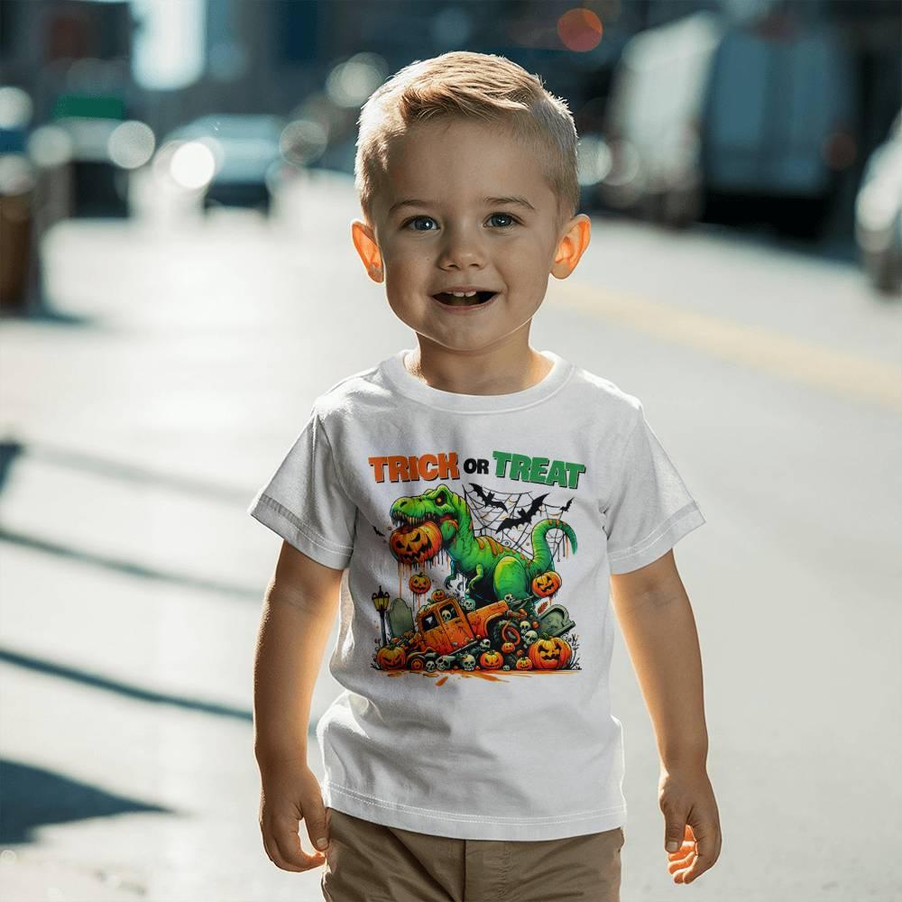 Halloween Monster Dinosaur T-Rex Trick or Treat Toddler Jersey Tee - Mallard Moon Gift Shop