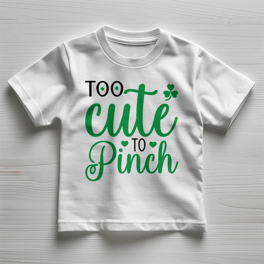 Too Cute to Pinch Toddler T-Shirt – St. Patrick's Day Outfit for Boys & Girls – Funny Irish Holiday Shirt – Soft Cotton Tee