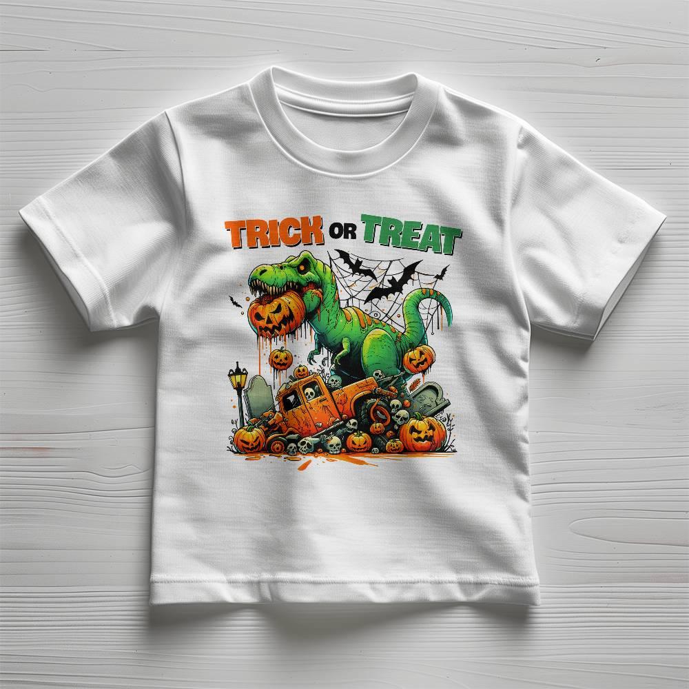 Halloween Monster Dinosaur T-Rex Trick or Treat Toddler Jersey Tee - Mallard Moon Gift Shop