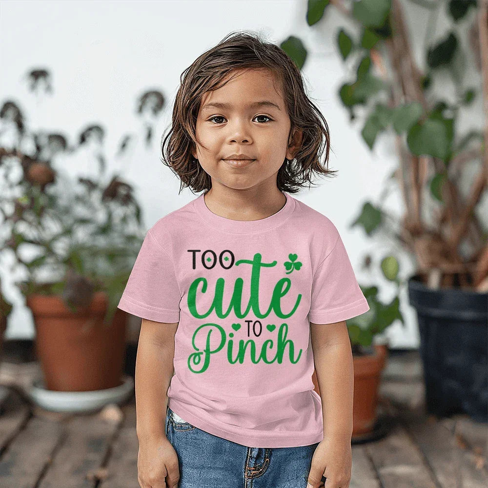 Too Cute to Pinch Toddler T-Shirt – St. Patrick's Day Outfit for Boys & Girls – Funny Irish Holiday Shirt – Soft Cotton Tee