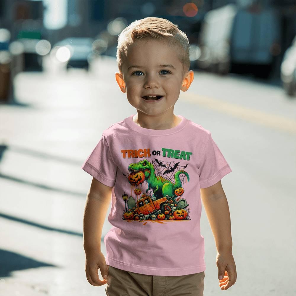 Halloween Monster Dinosaur T-Rex Trick or Treat Toddler Jersey Tee - Mallard Moon Gift Shop