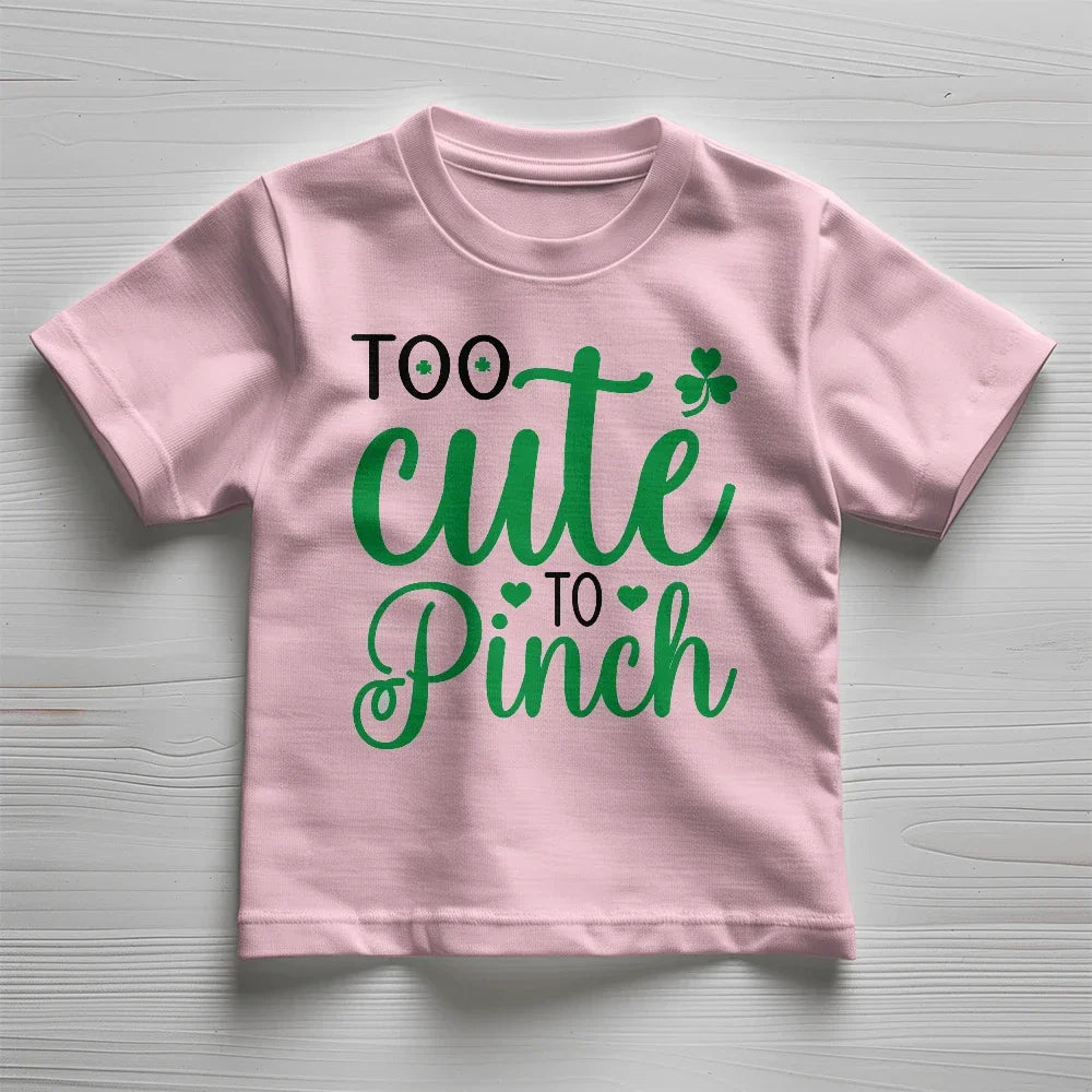 Too Cute to Pinch Toddler T-Shirt – St. Patrick's Day Outfit for Boys & Girls – Funny Irish Holiday Shirt – Soft Cotton Tee