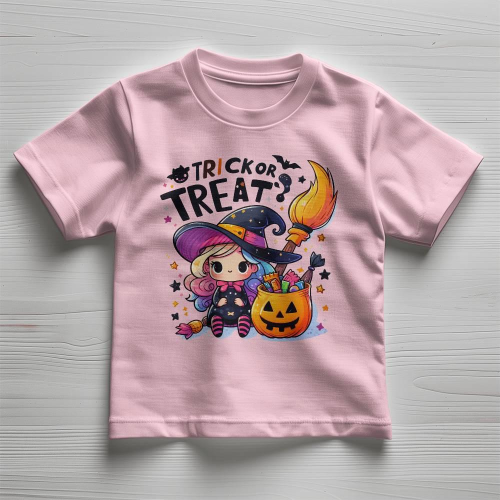 Cute Little Witch Trick or Treat Toddler Jersey Tee Shirt - Mallard Moon Gift Shop