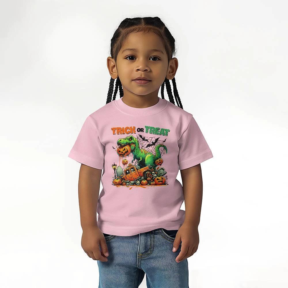 Halloween Monster Dinosaur T-Rex Trick or Treat Toddler Jersey Tee