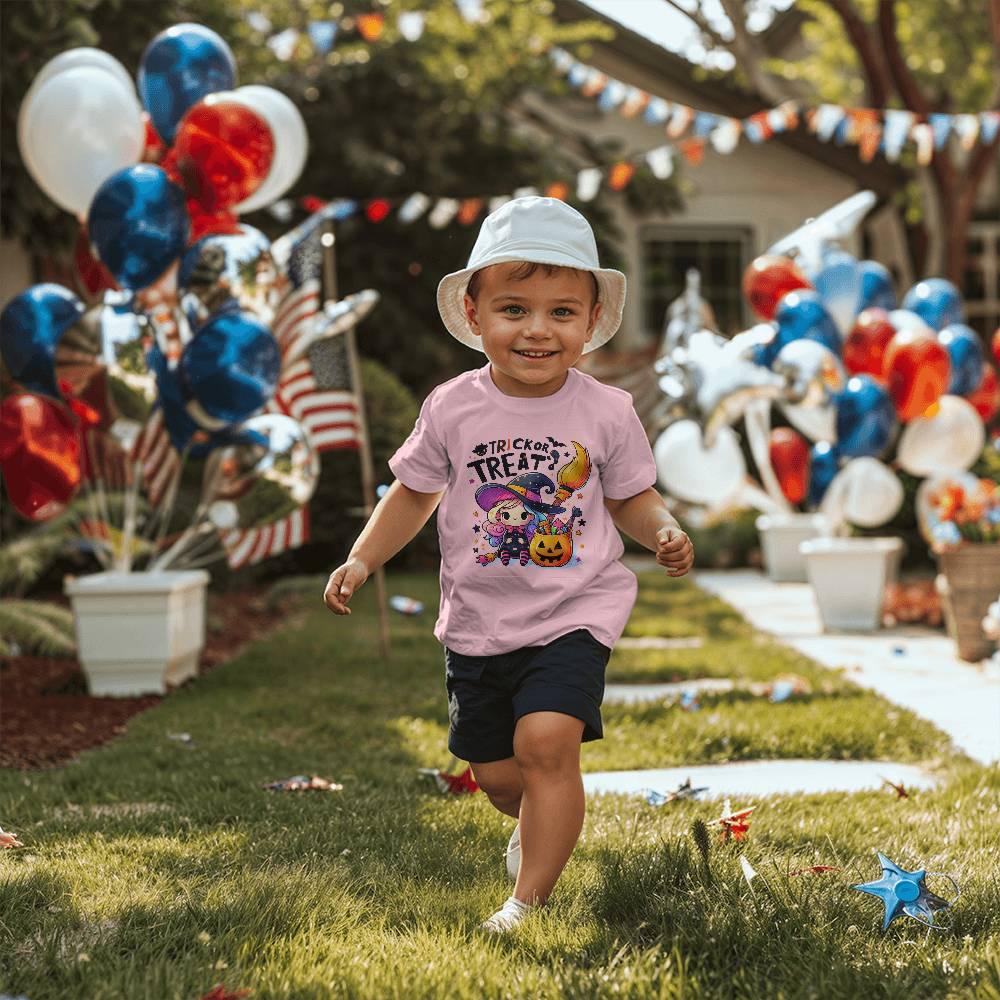 Cute Little Witch Trick or Treat Toddler Jersey Tee Shirt - Mallard Moon Gift Shop