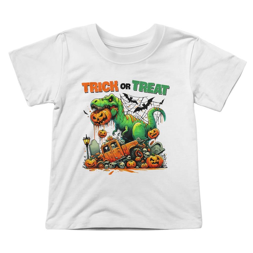 Halloween Monster Dinosaur T-Rex Trick or Treat Toddler Jersey Tee - Mallard Moon Gift Shop