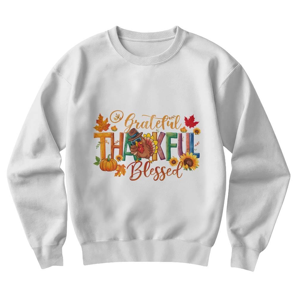 Grateful Thankful Blessed Thanksgiving Sweatshirt - Mallard Moon Gift Shop