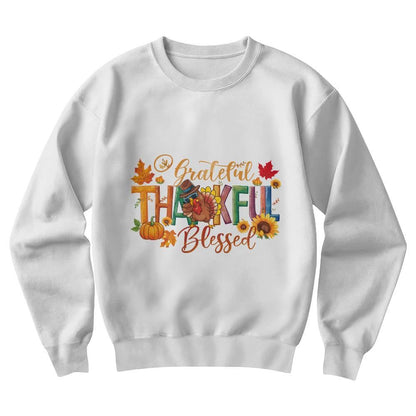Grateful Thankful Blessed Thanksgiving Sweatshirt - Mallard Moon Gift Shop