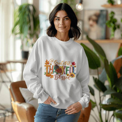 Grateful Thankful Blessed Thanksgiving Sweatshirt - Mallard Moon Gift Shop