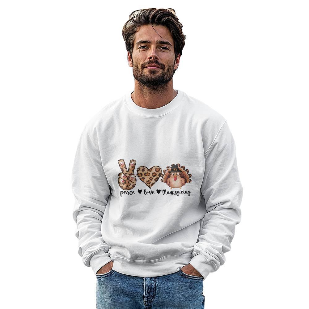 Peace Love Thanksgiving Holiday Sweatshirt - Mallard Moon Gift Shop