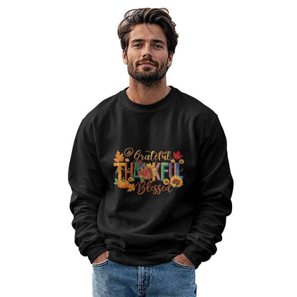 Grateful Thankful Blessed Thanksgiving Sweatshirt - Mallard Moon Gift Shop