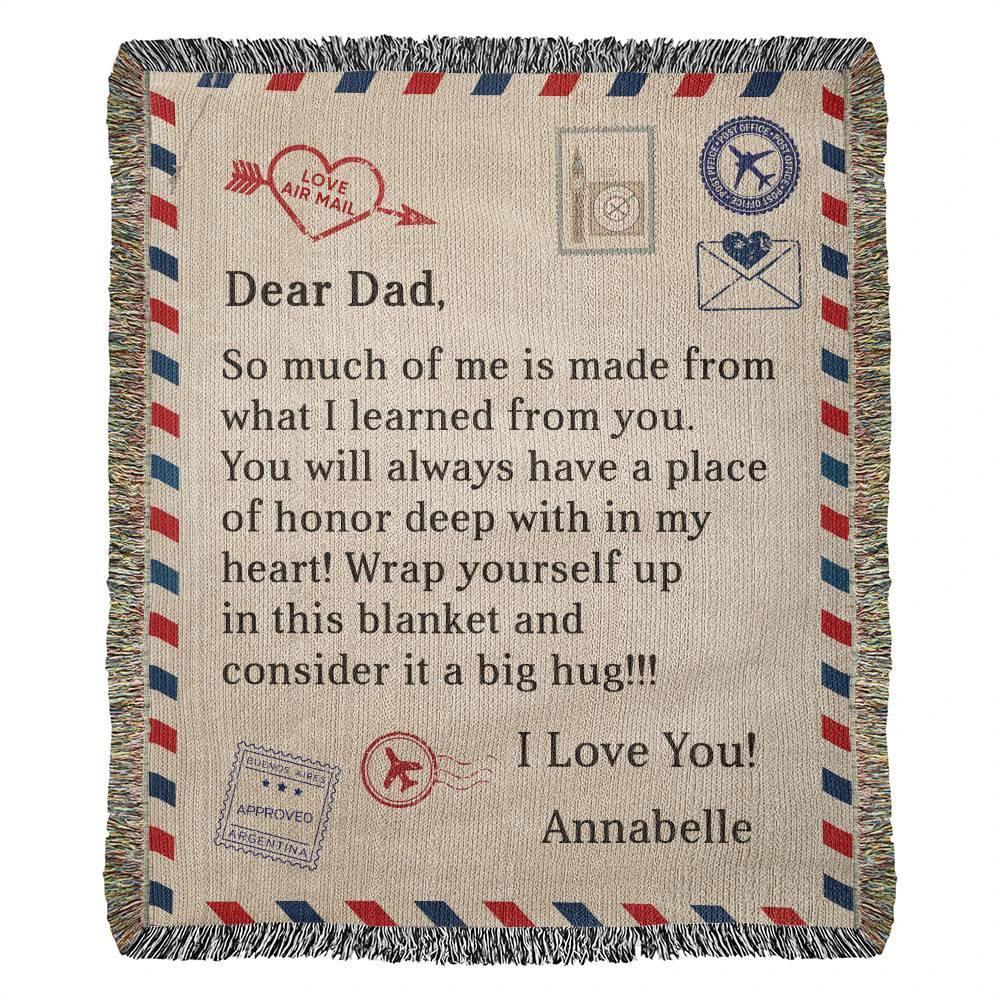 Gift for Dad - Wrap Yourself with this Blanket and Consider it a Big Hug - Personalized Heirloom Woven Blanket