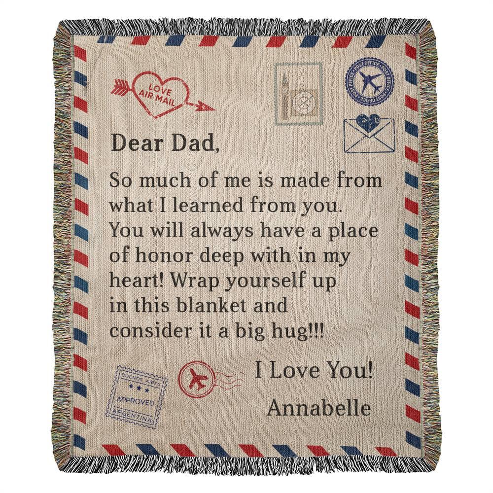 Gift for Dad - Wrap Yourself with this Blanket and Consider it a Big Hug - Personalized Heirloom Woven Blanket - Mallard Moon Gift Shop