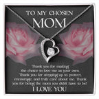 To My Chosen Bonus Mom Thank You for Stepping Up Forever Love Heart Pendant Necklace