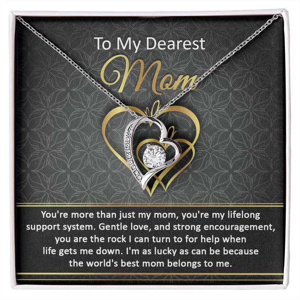 To My Dearest Mom You Are My Rock Forever Love Heart Pendant Necklace