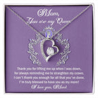 To My Mom You are My Queen Thank You for Reminding Me to Straighten My Crown Forever Love Heart Pendant Necklace