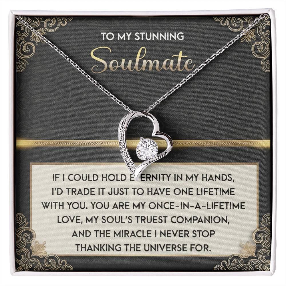 To My Soulmate: Hold Eternity Forever Love Necklace with Poetic and Heartfelt Message Card