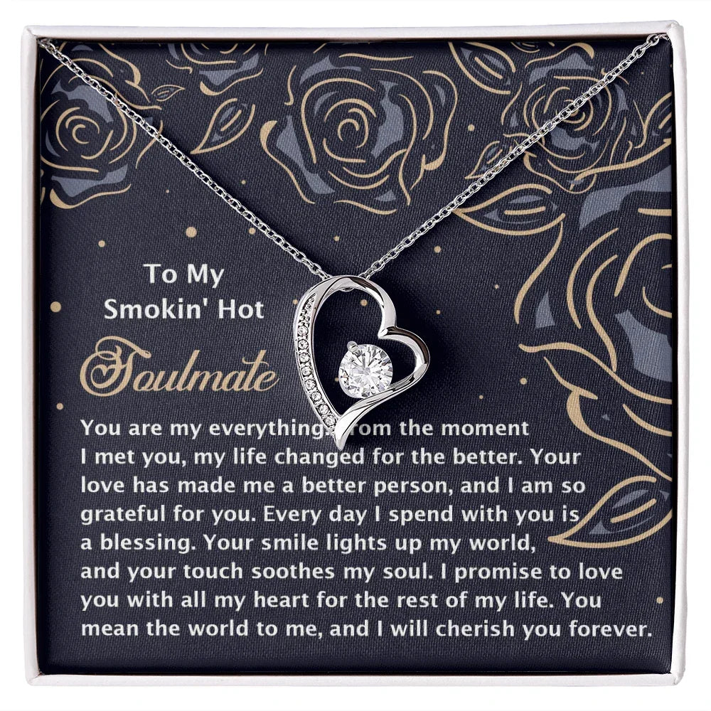 Romantic Jewelry Gift for Wife, Girlfriend, or Fiancée –Forever Love Heart Pendant Necklace with CZ Stone - Includes Elegant Message Card - Soothes My Soul