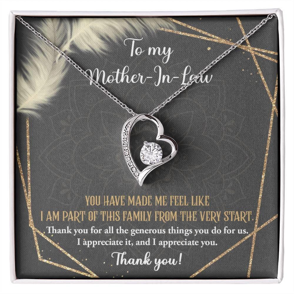 To Mother-In-Law I Appreciate All The Things You Do For Us Forever Love Heart Pendant Necklace