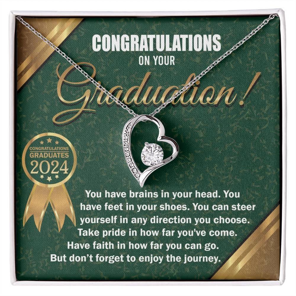 Graduation Gift for Her Congratulations Take Pride Have Faith Enjoy the Journey Heart Pendant Necklace with Gift Box