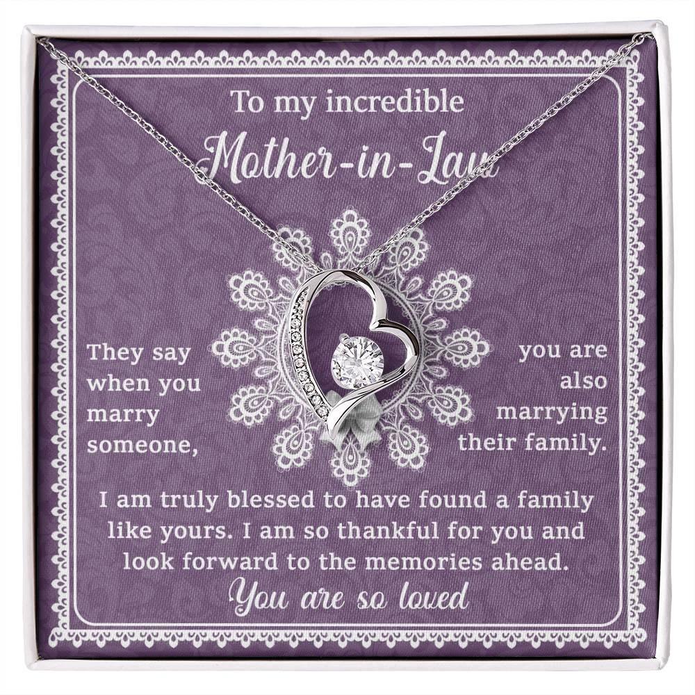 Mother-in-Law Gift I am Truly Blessed for the Memories Ahead Heart Pendant Necklace