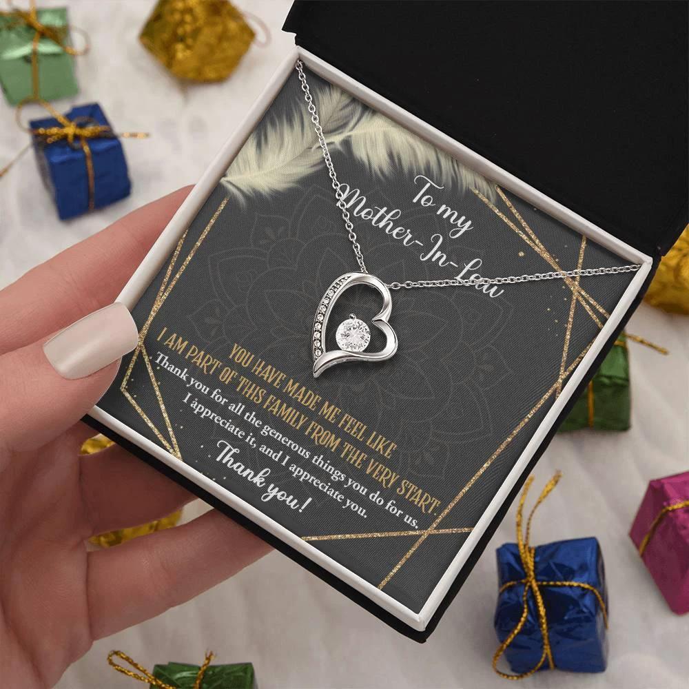 To Mother-In-Law I Appreciate All The Things You Do For Us Forever Love Heart Pendant Necklace