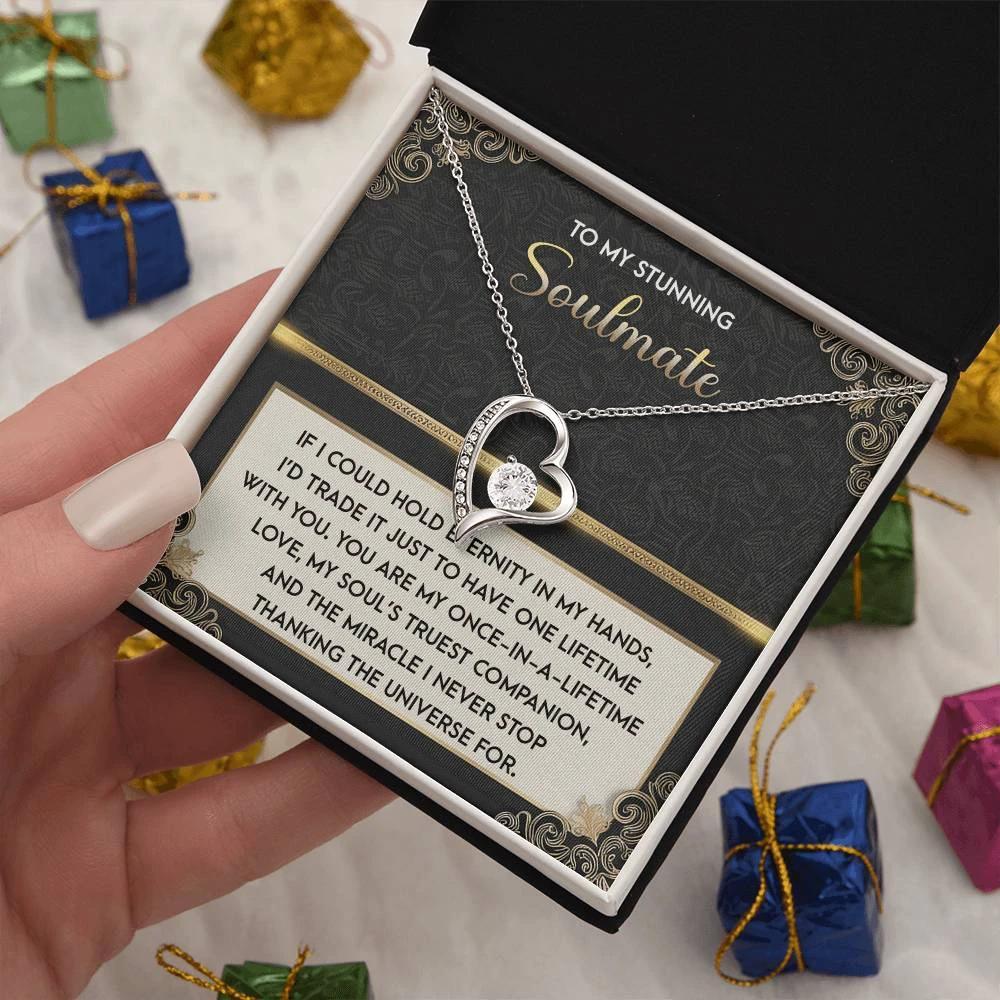 To My Soulmate: Hold Eternity Forever Love Necklace with Poetic and Heartfelt Message Card